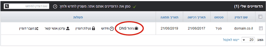 עריכת DNS באתר Box