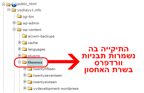 העלאת תבנית וורדפרס לתיקיית theme בשרת האחסון