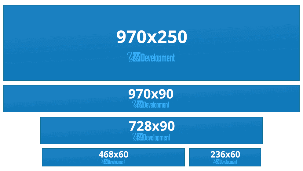 מודעות לגוגל בגודל לידר-בורד - 970x250, 970x90, 728x90, 468x60, 236x60