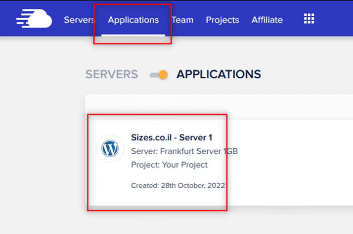 cloudways-applications צפייה באפליקציות של קלאודוויז