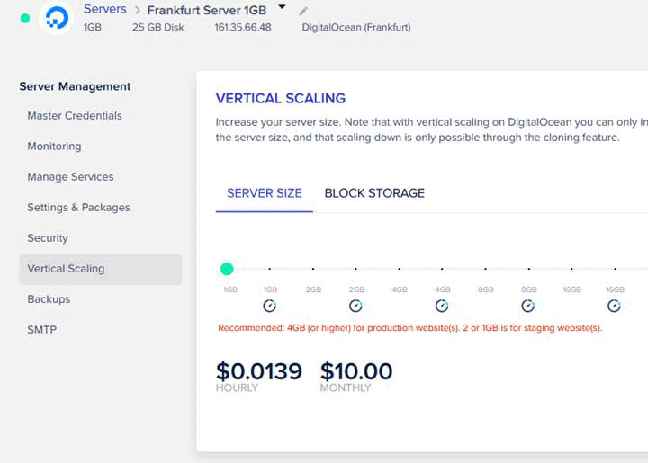 cloudways-vertical-scaling הגדלת גודל השרת בקלאודוויז